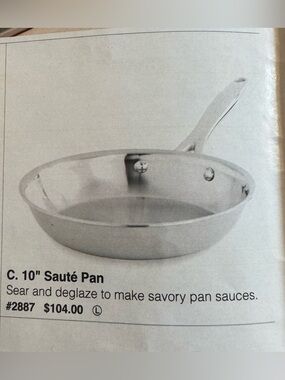 The Pampered Chef Retired Stainless Steel 10” Sauté Pan #2887